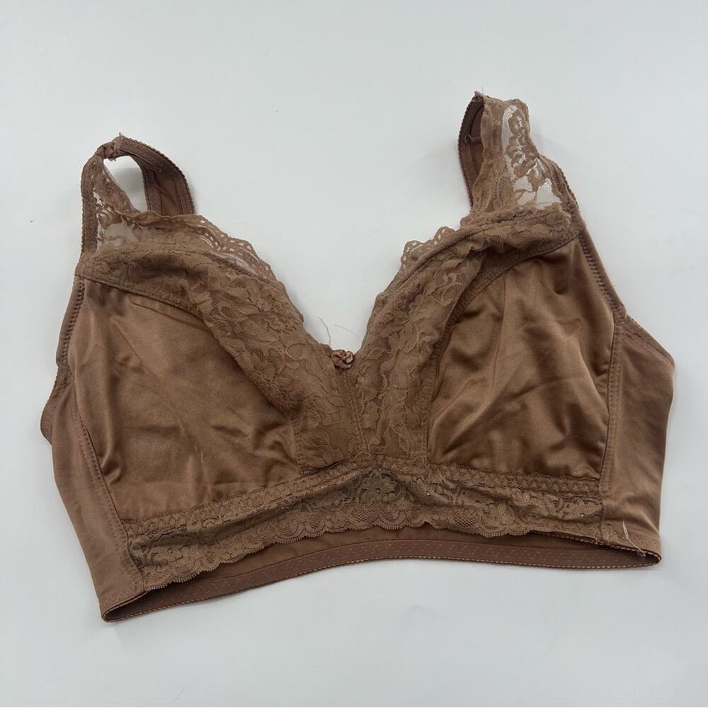Rhonda Shear Nude Tan Lace Bralette Unlined Sexy Bra Plus Size